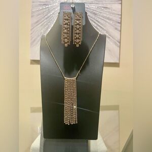 Paparazzi Gold Necklace with Rhinestone Fringe